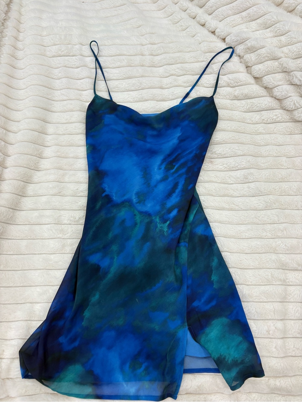 Dynamite Blue & Teal Tie-Dye Slip Dress